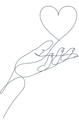 line art main et coeur line art main qui donne de l'amour